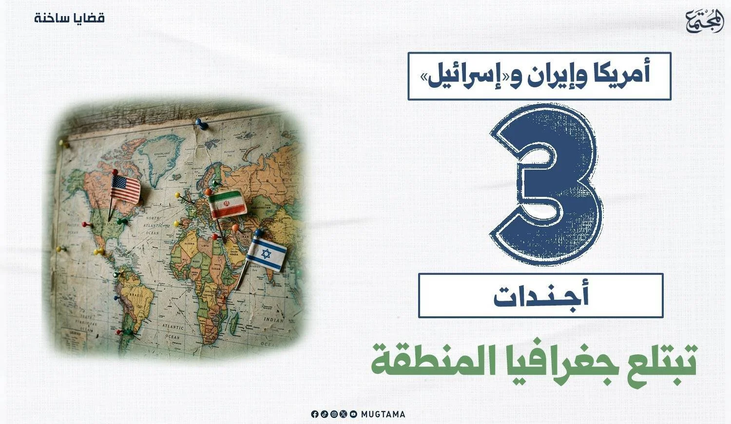 أمريكا وإيران و«إسرائيل».. 3 أجندات تبتلع جغرافيا المنطقة